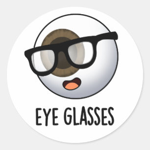 Sticker Rond Lunettes Drôles de blagues sur le globe oculaire 