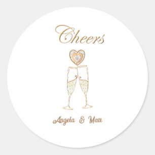 Sticker Rond Lunettes et coeurs de champagne personnalisés