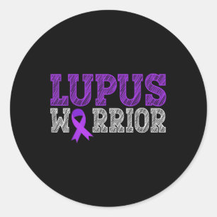 Sticker Rond Lupus Guerrier violet Ribbon Lupus Mois de sensibi
