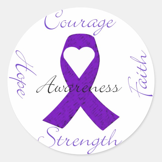Sticker Rond Lupus Pancréatique Thyroïde violet ruban conscienc (Devant)