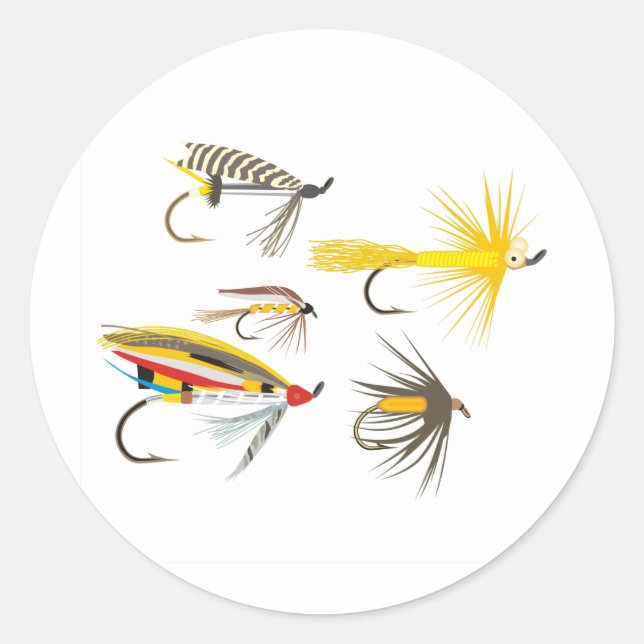 Sticker Rond Lures de pêche à la mouche (Devant)