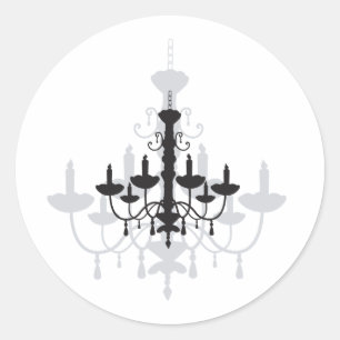 Sticker Rond Lustre en cristal noir gothique et ombre
