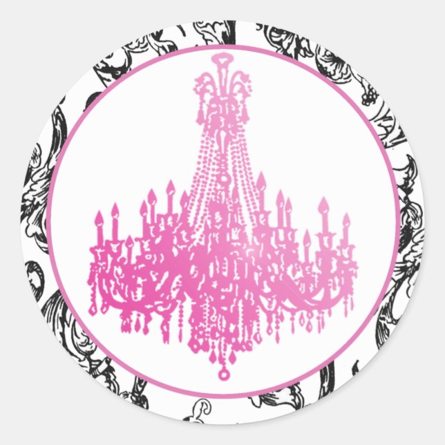 Sticker Rond Lustre rose et sceaux Damas (Devant)