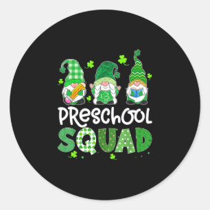 Sticker Rond lutin de l'équipe de maternelle enseignant trèfle