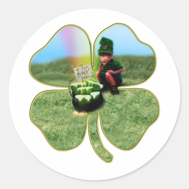 Sticker Rond Lutin Saint-Patrick (Devant)