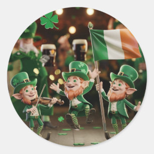 Sticker Rond Lutins chanceux saint Patrick