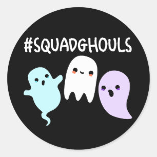 Sticker Rond Lutins de l'escouade Halloween drôle de fantôme Pu