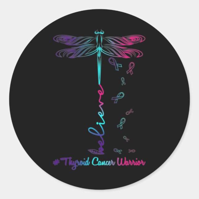 Sticker Rond Lutte contre le cancer La libellule croit l'espoir (Devant)