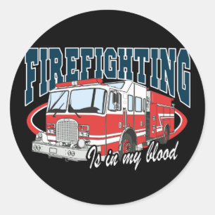 Sticker Rond Lutte contre l'incendie dans mon sang