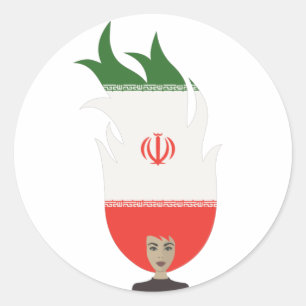 Sticker Rond Lutte pour l'égalité, femmes en Iran sans hijab