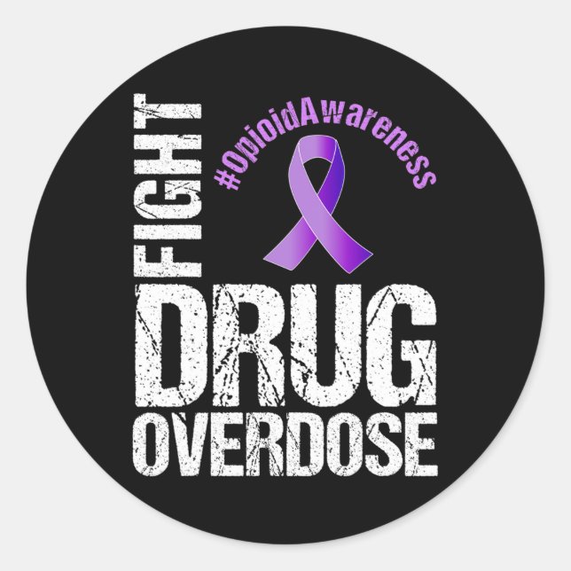 Sticker Rond Lutter contre la surdose de drogue Sensibilisation (Devant)