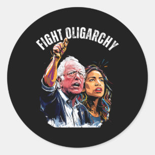 Sticker Rond Lutter Contre L'Oligarchie Bernie Sanders Et Aoc N
