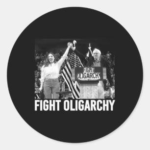 Sticker Rond Lutter Contre L'Oligarchie Bernie Sanders Et Aoc N