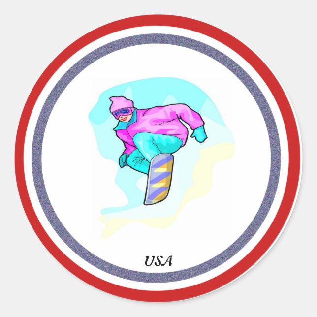 Sticker Rond Luv to Snowboard (Devant)