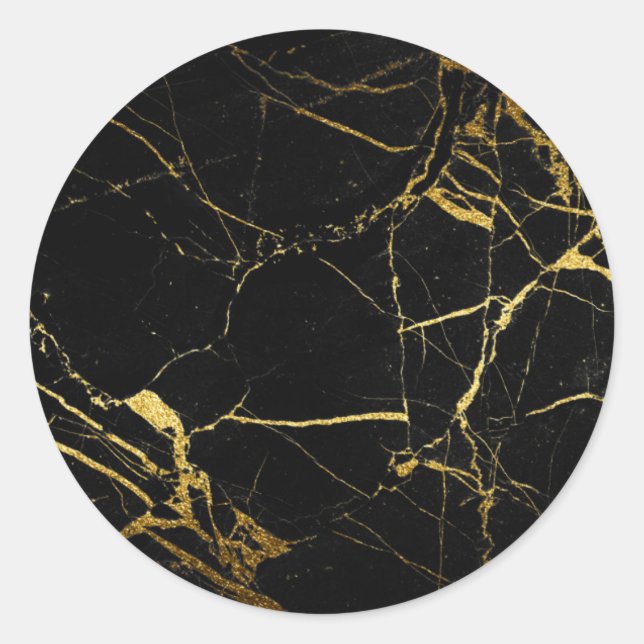 Sticker Rond Luxe Black and Gold Marble (Devant)