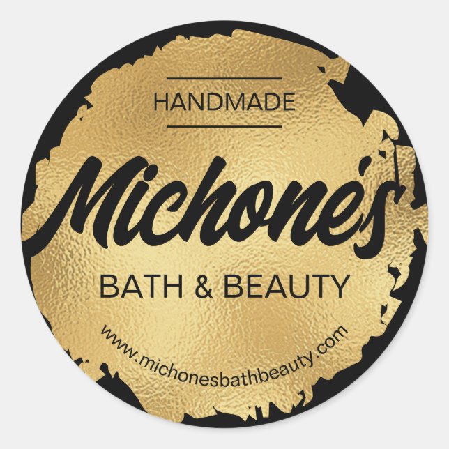 Sticker Rond Luxe Black Gold Foil Moderne Custom Business (Devant)
