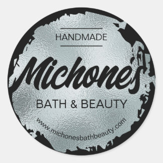 Sticker Rond Luxe Black Silver Foil Moderne Custom Business