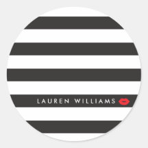 Luxe Black/White Stripes Rouge Lips maquillage Art