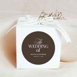 Sticker Rond Luxe Brun Élégant Mariage