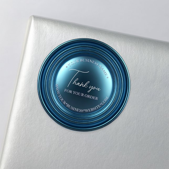 Sticker Rond Luxe Chic Deep Blue Metallic Merci d'affaires (Créateur téléchargé)