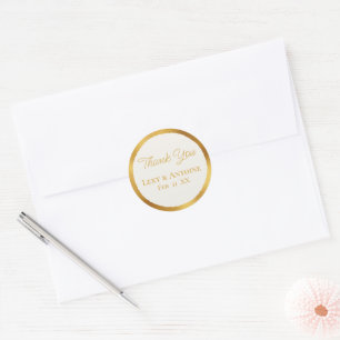 Sticker Rond Luxe Gold Edge Ecru Merci Noms Mariage Date
