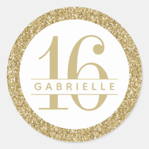 Sticker Rond Luxe Gold Parties scintillant Anniversaire Favoris