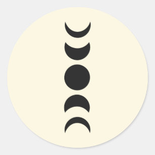 Sticker Rond Luxe Lunaire Noir & Crème Phase Lunaire Mariage 