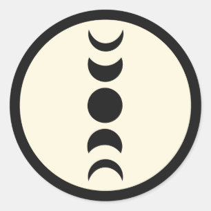 Sticker Rond Luxe Lunaire Noir & Crème Phase Lunaire Mariage 