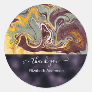 Sticker Rond Luxe Marbré Abstrait violet