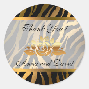 Sticker Rond Luxe Modern Gold Tiger Ajouter Votre Texte