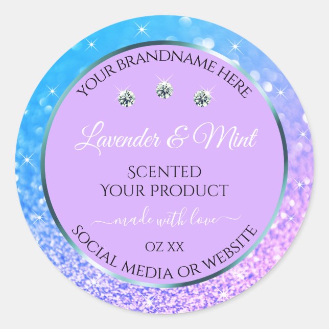 Sticker Rond Luxe Turquoise Parties scintillant violet Produit  (Devant)