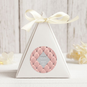 Sticker Rond Luxueux Monogramme doré Rose