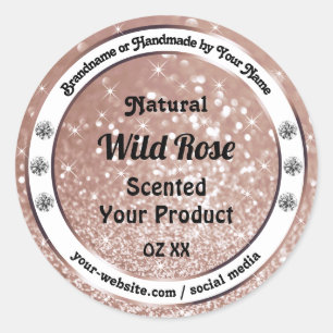 Sticker Rond Luxueux Rose Parties scintillant or Bijoux produi