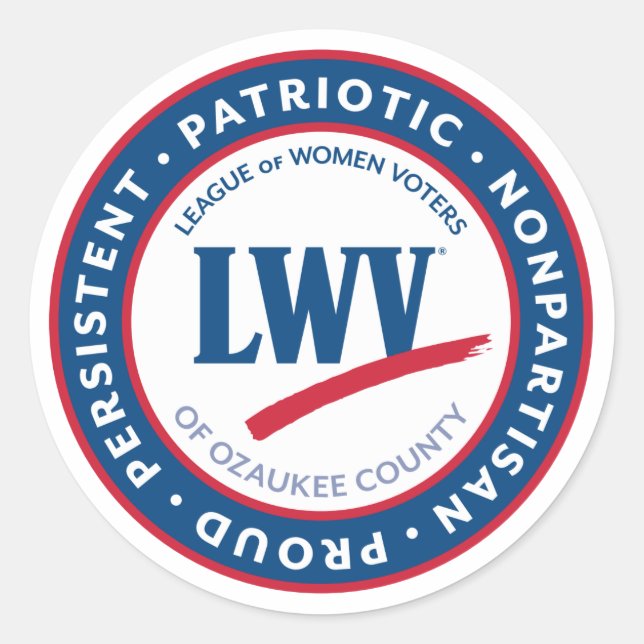 STICKER ROND LWVOZ PATRIOTIC ・ NONPARTISAN ・ PROUD ・ PERSISTENT (Devant)
