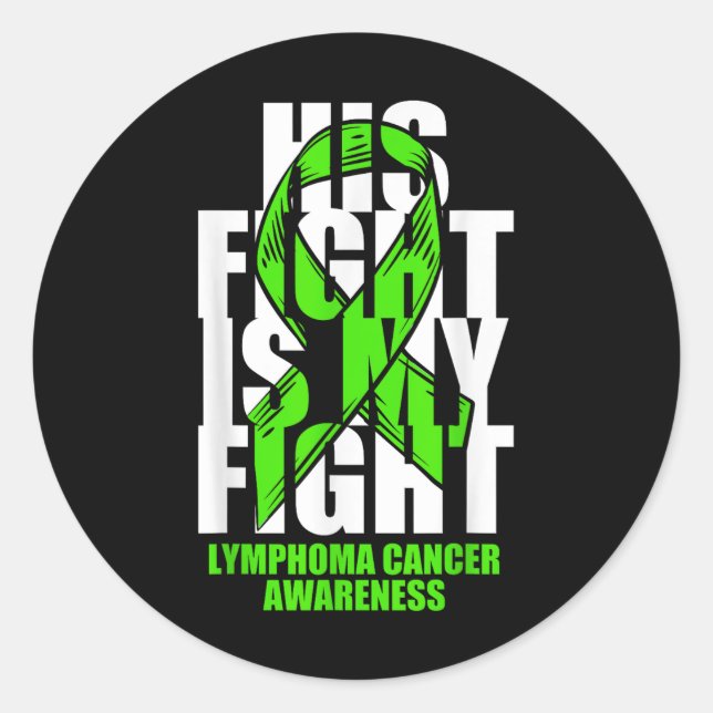 Sticker Rond Lymphome Cancer Sensibilisation Lime Vert Ruban So (Devant)