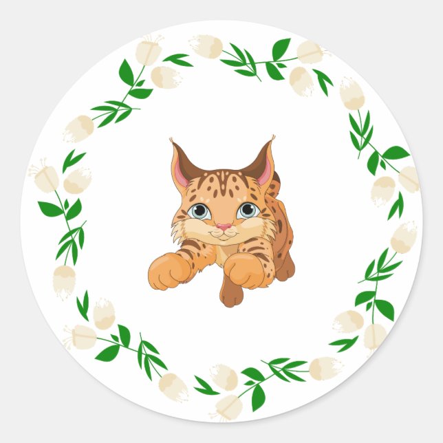 Sticker Rond Lynx de printemps (Devant)