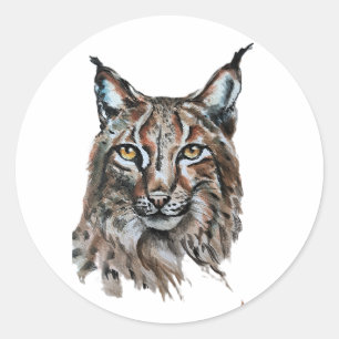 Sticker Rond Lynx - Spirit Animal, Aquarelle Totem Joga Guide