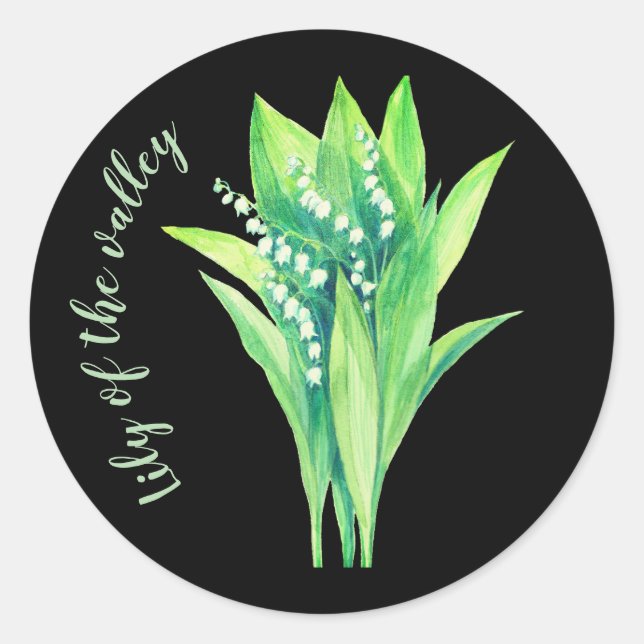 Sticker Rond Lys de la vallée fleurs sauvages (Devant)
