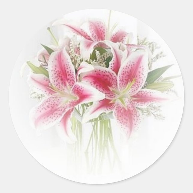 Sticker Rond lys de tigre rose et blanc (Devant)