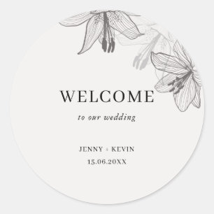 Sticker Rond Lys floraux illustrés classiques bienvenue