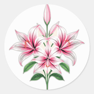 Sticker Rond Lys Pastel Pink au style Art déco
