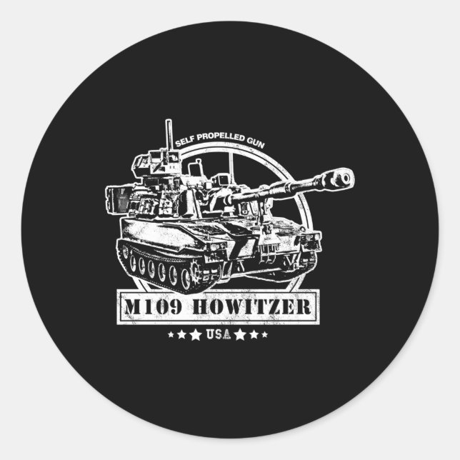 Sticker Rond M109 Howitzer à propulsion automatique (Devant)