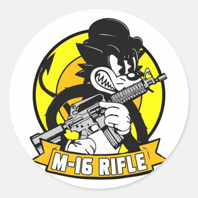STICKER ROND M16 RIFLE RETRO (Devant)