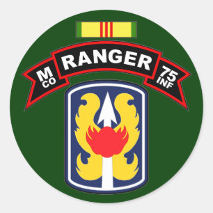 Sticker Rond M Co, 75e régiment d'infanterie - Rangers, Vietnam