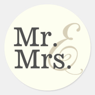 Sticker Rond M. et Mme Classy Ivory White Wedding Favor
