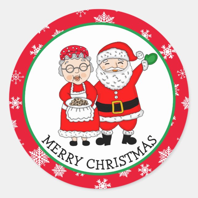 Sticker Rond M et Mme Claus, Père Noël Noël (Devant)