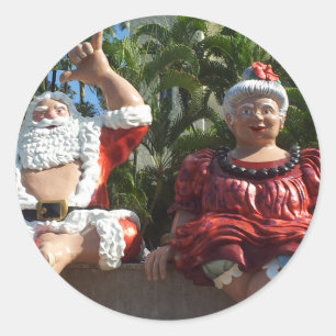 Sticker Rond M. et Mme Santa Claus