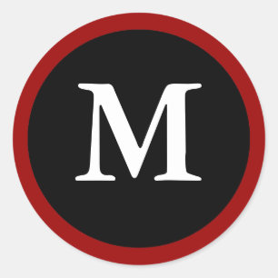Sticker Rond M: Lettre M initiale M Chaussures rouge, blanc et 