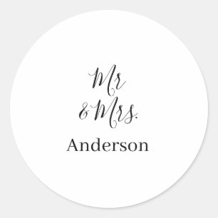 Sticker Rond M. & Mme ajouter nom de famille date année mariage
