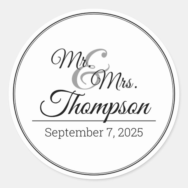 Sticker Rond M. & Mme Mariage Date de célébration (Devant)